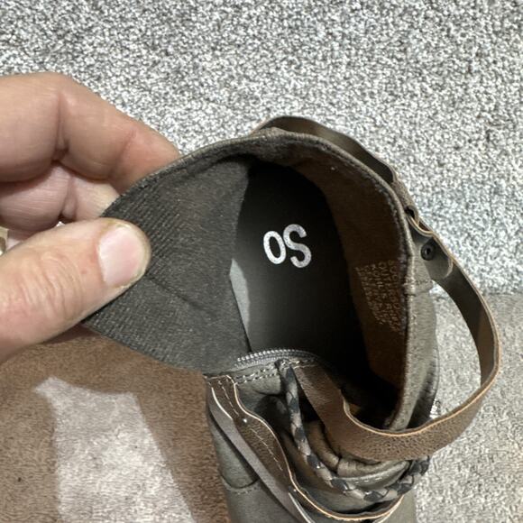 Retro Y2K SO Ankle Boots Womens 8 Boho Western Biker Braided Strap Faux Leather - Picture 9 of 11